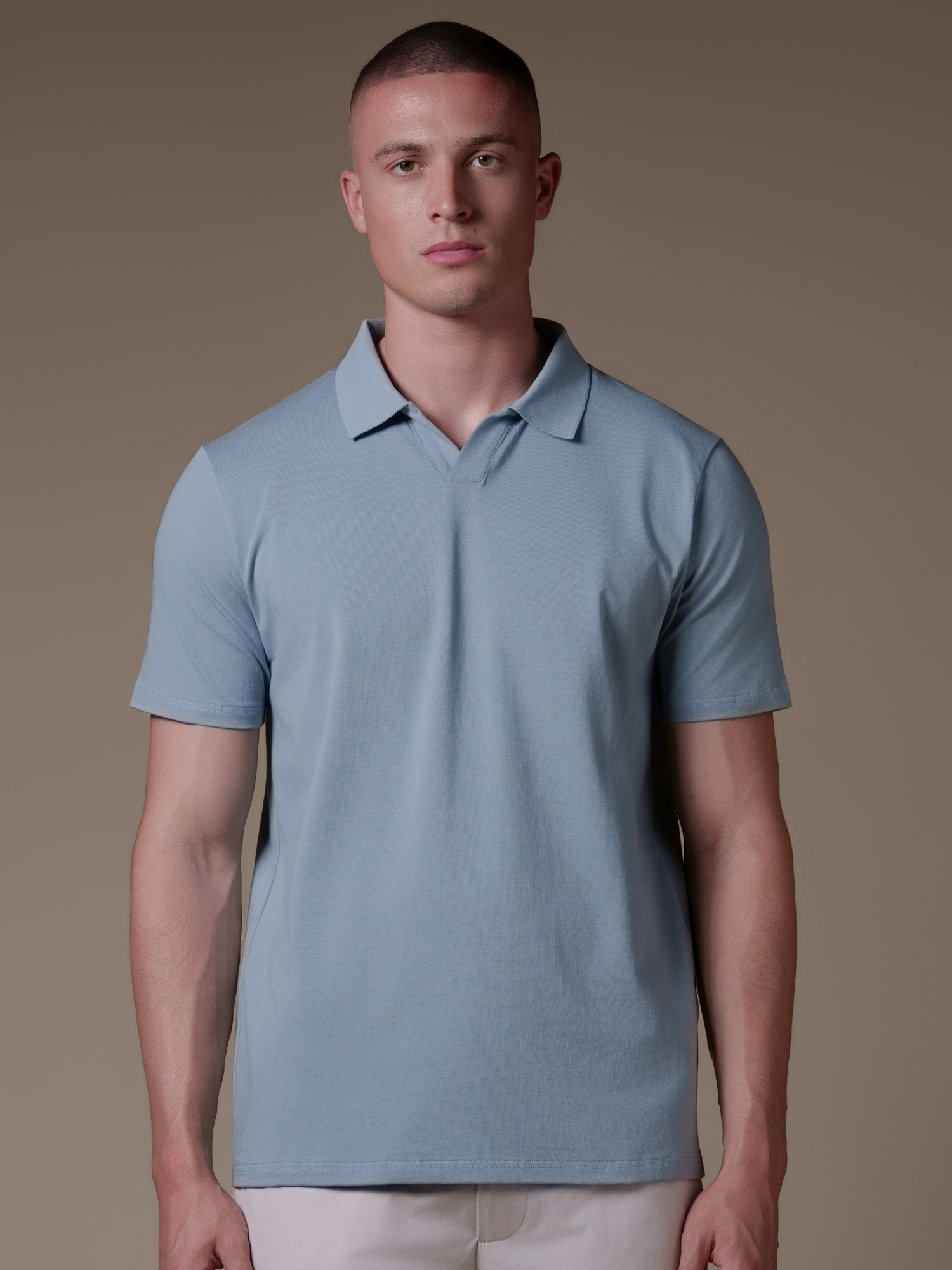 Buttonless Polo - Light Blue