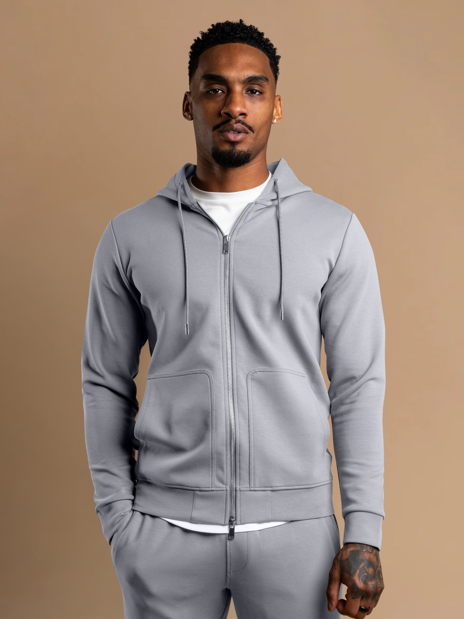 Interlock Flow Zip Hoodie - Grey