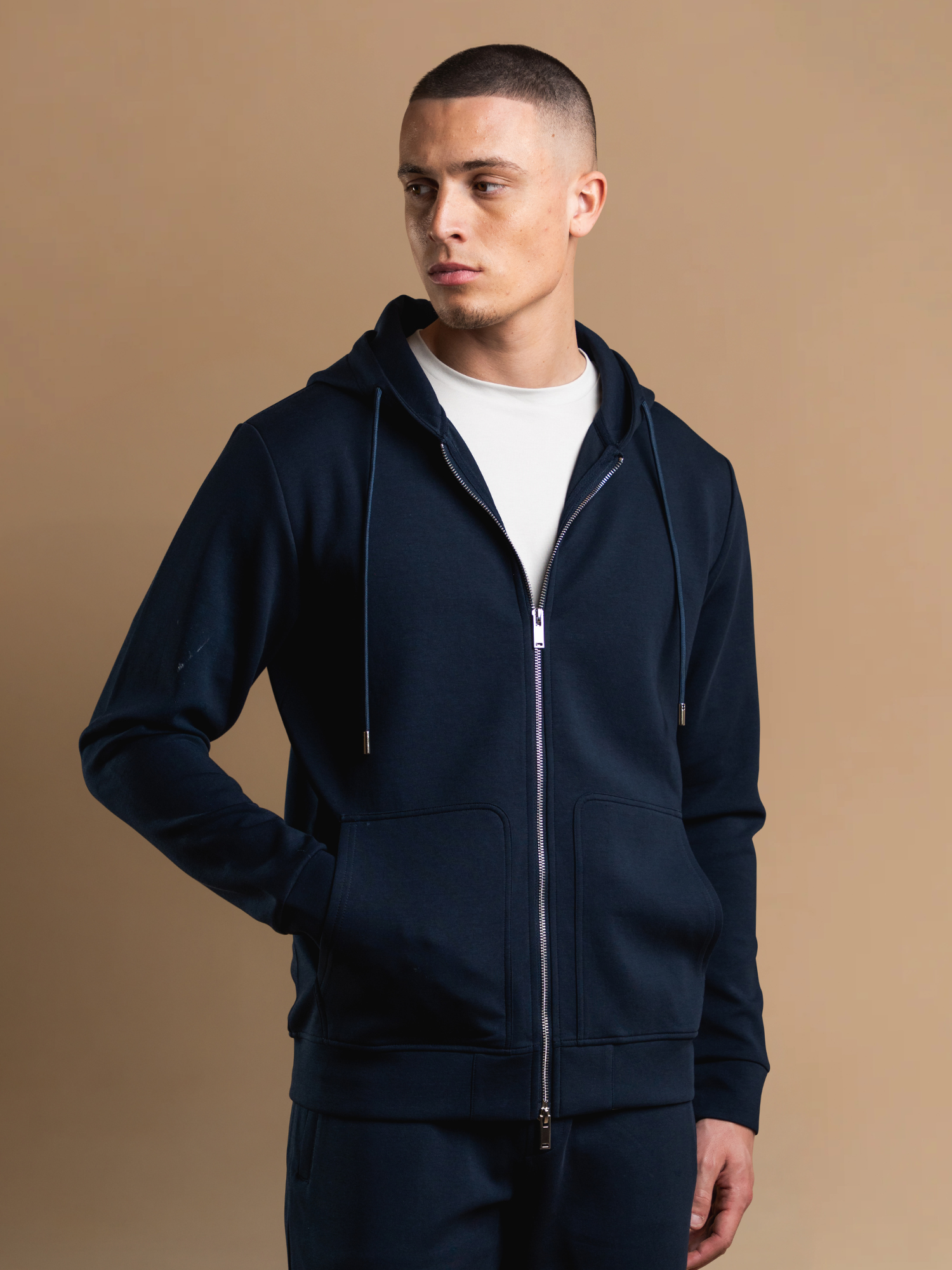 Interlock Flow Zip Hoodie - Navy