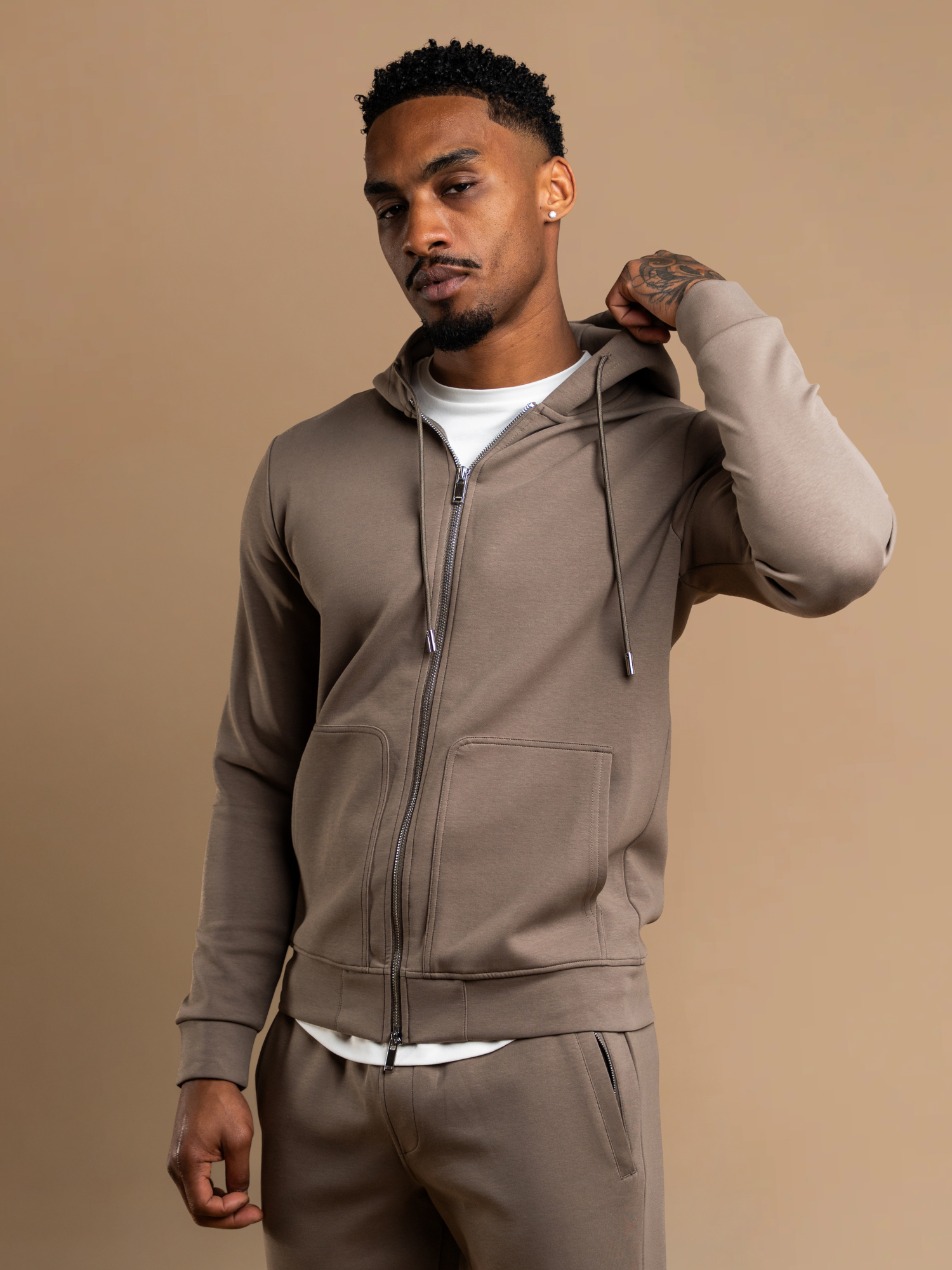 Interlock Flow Zip Hoodie - Taupe