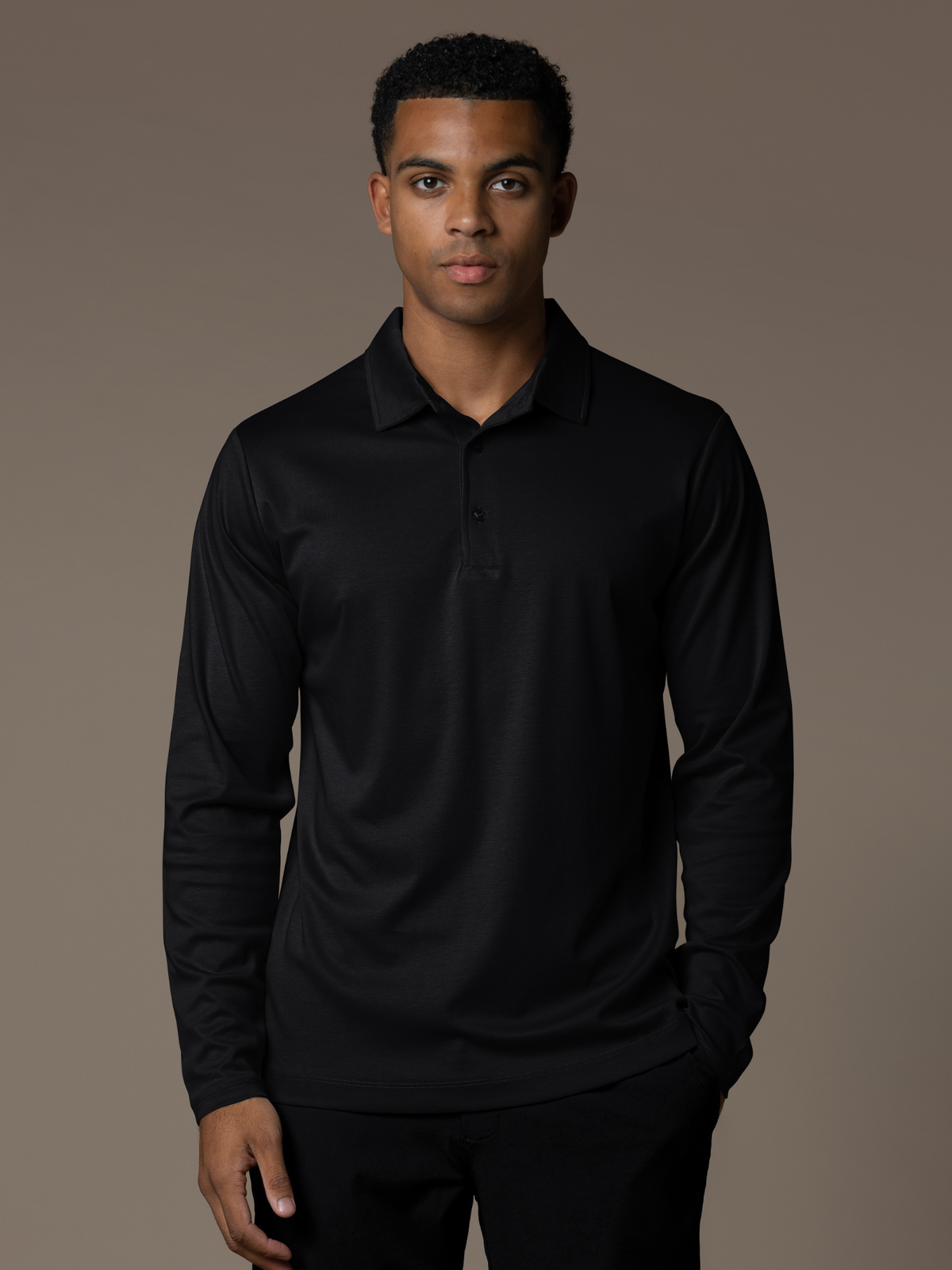 Polo Lux de manga larga - Negro
