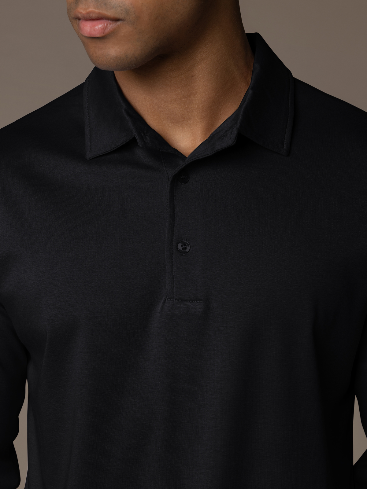 Polo Lux de manga larga - Negro