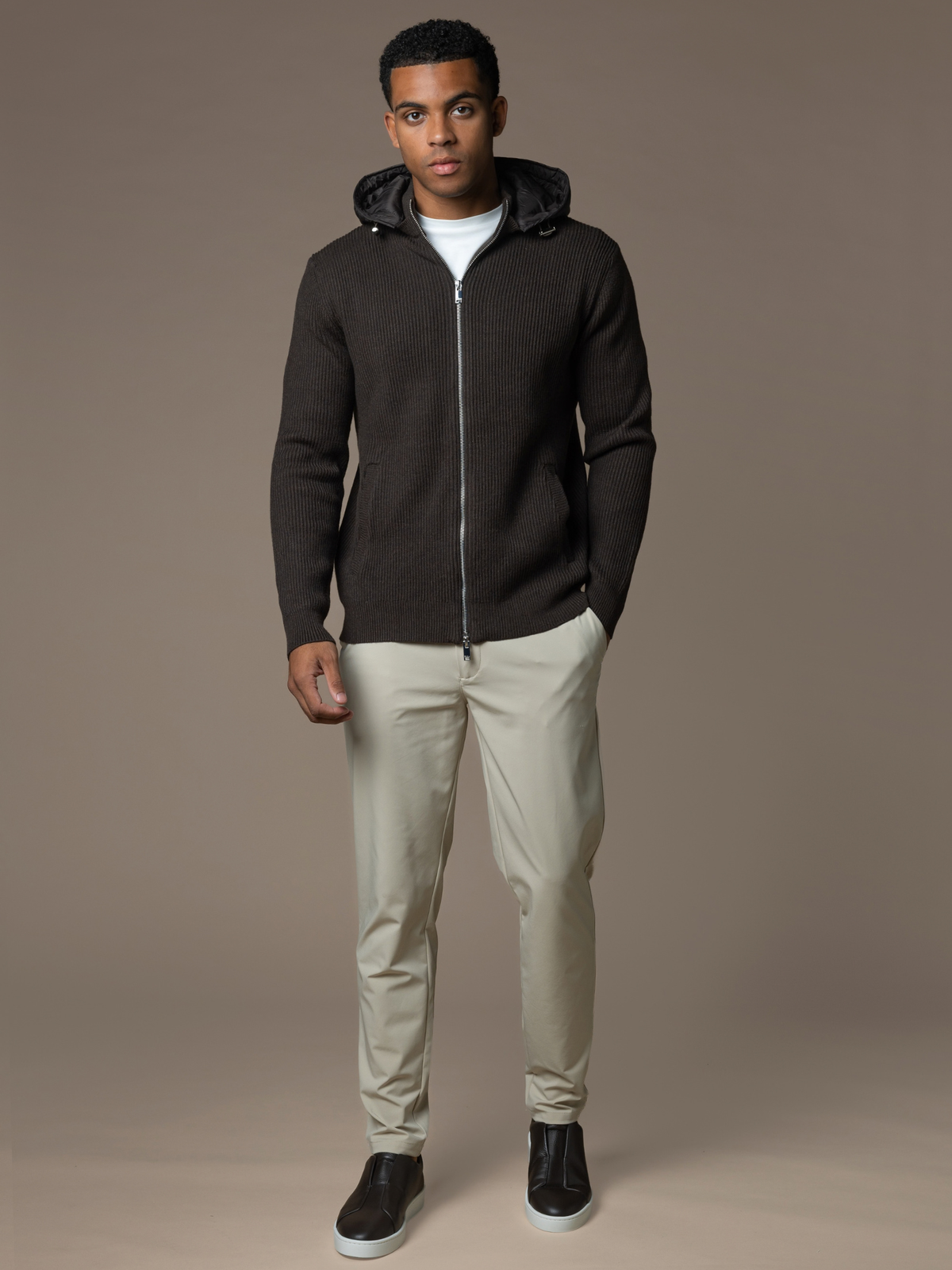 Hybrid Rib Jacket - Brown
