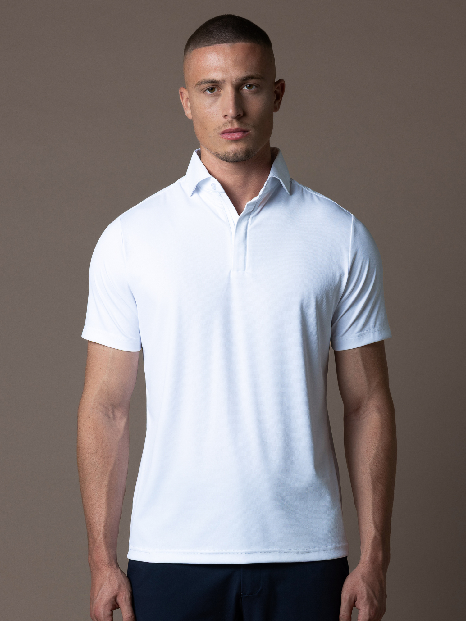 Tech Zipper Polo - White