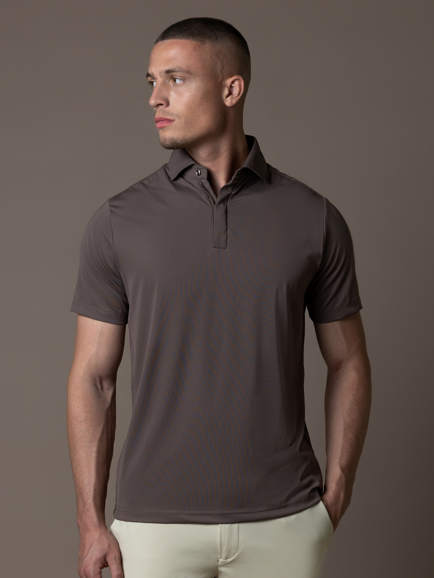 Tech Zipper Polo - Mocha