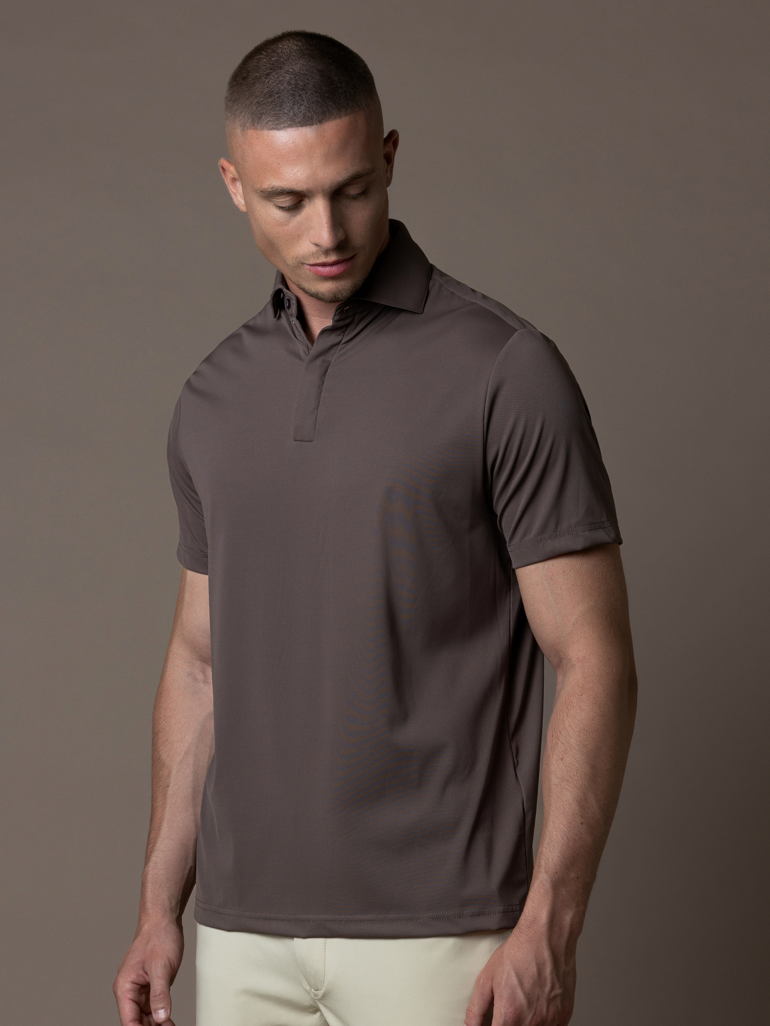 Tech Zipper Polo - Mocha