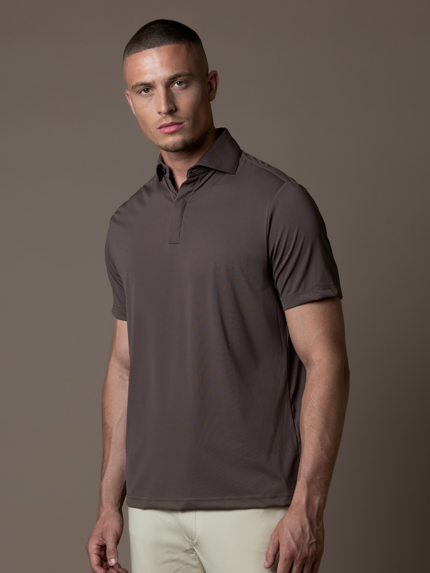 Tech Zipper Polo - Mocha