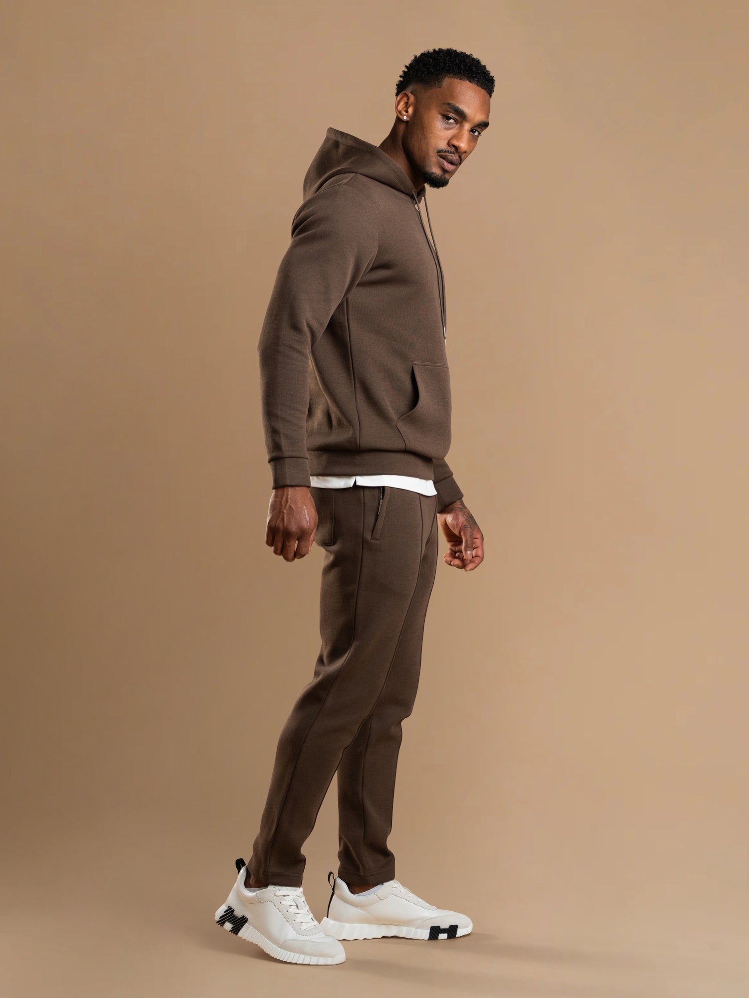 Essential Interlock Hoodie - Brown