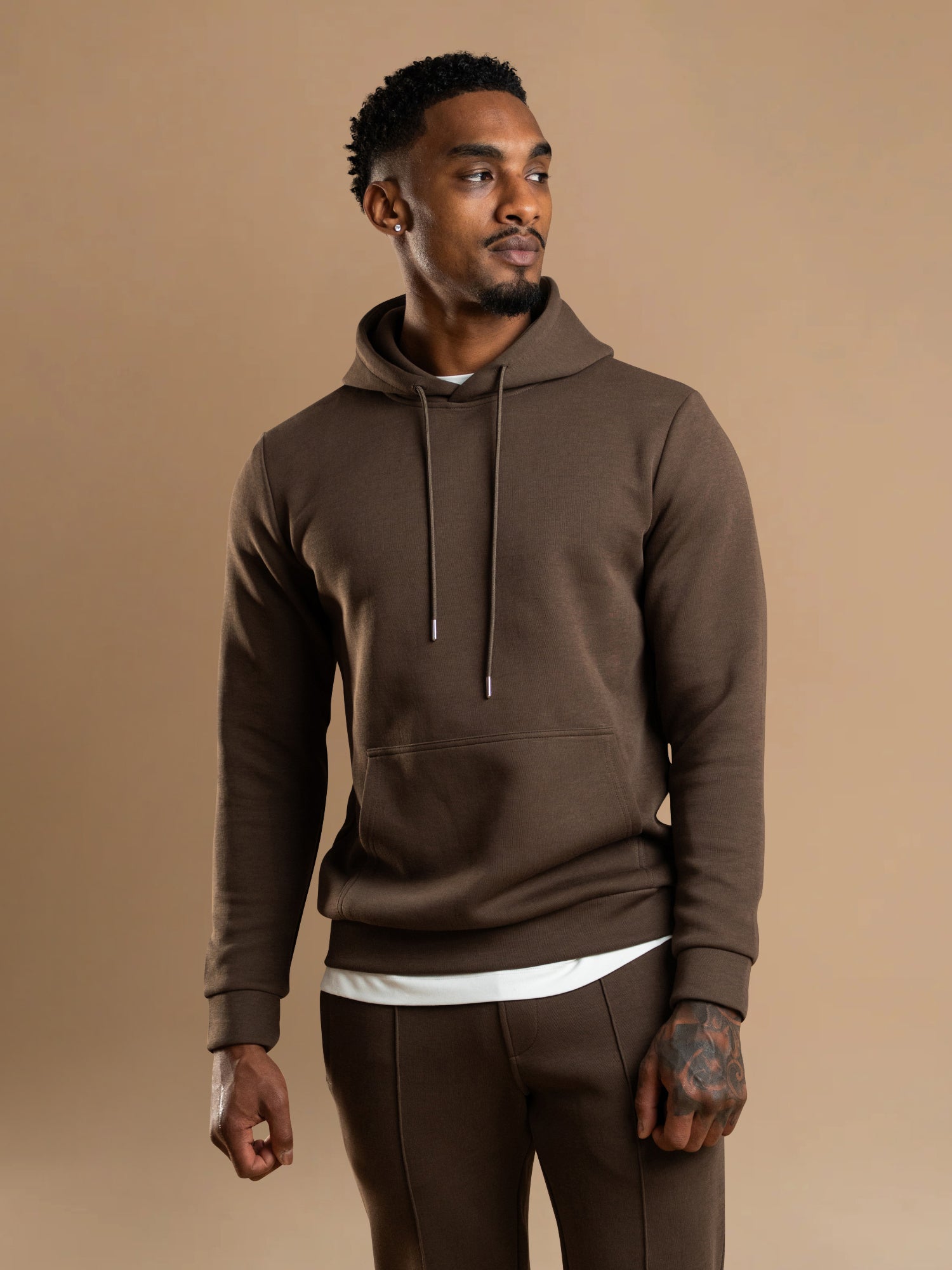 Essential Interlock Hoodie - Brown