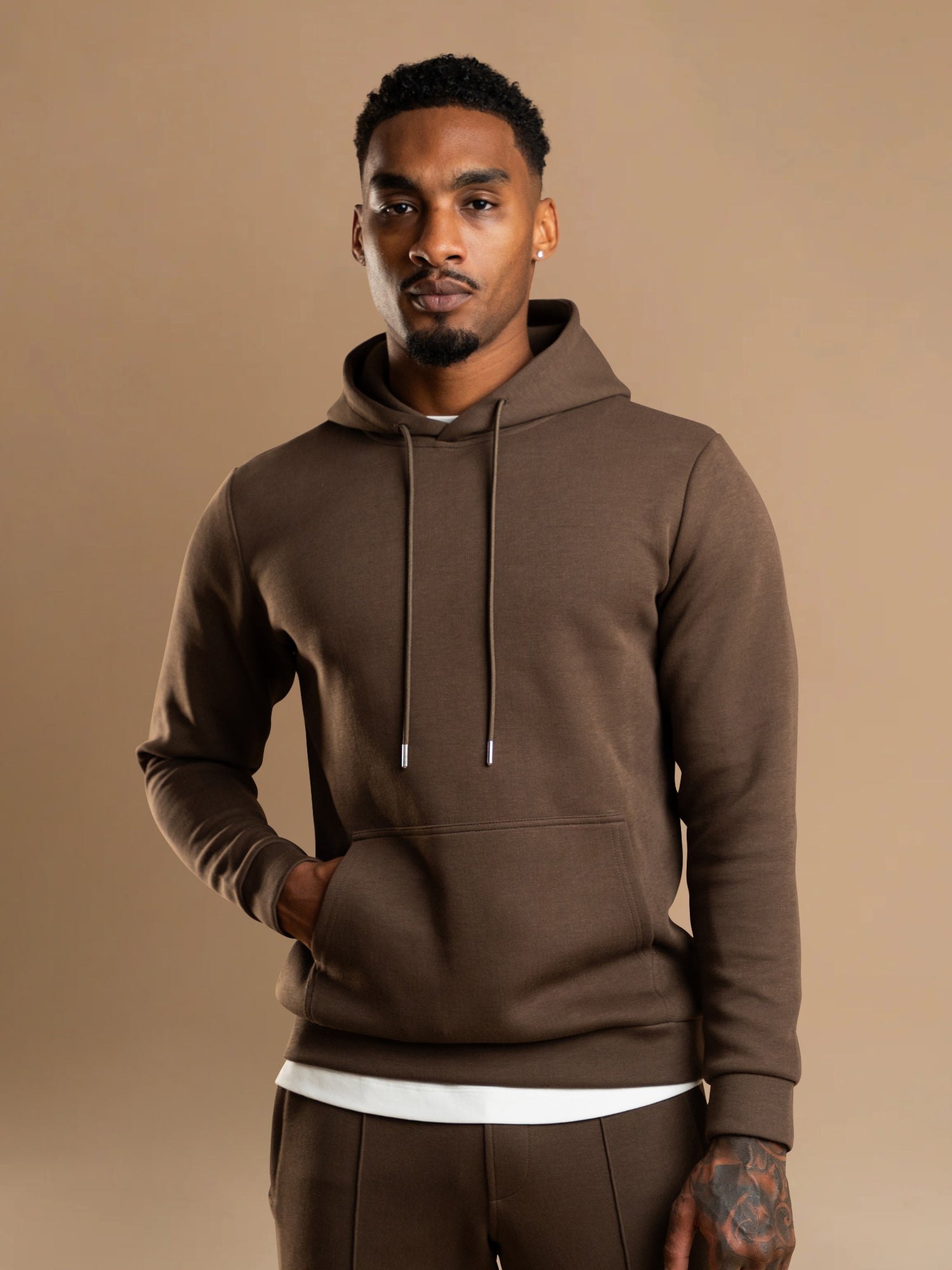 Essential Interlock Hoodie - Brown