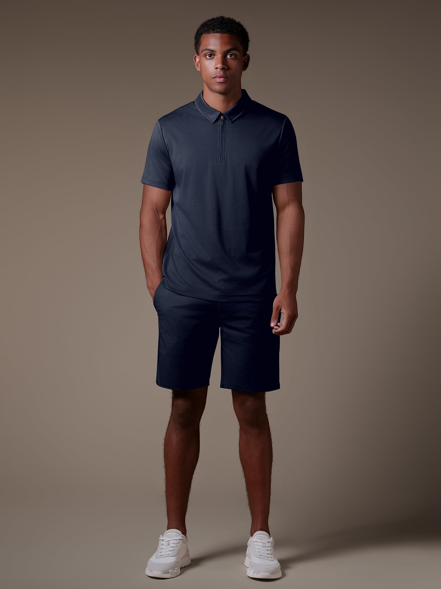Lux Zipper Polo - Navy
