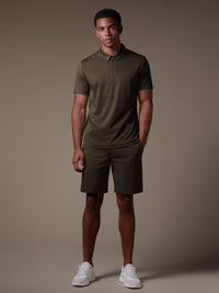 Lux Zipper Polo - Brown