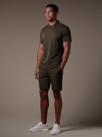 Lux Zipper Polo - Brown
