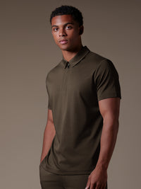 Lux Zipper Polo - Brown