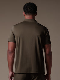 Lux Zipper Polo - Brown