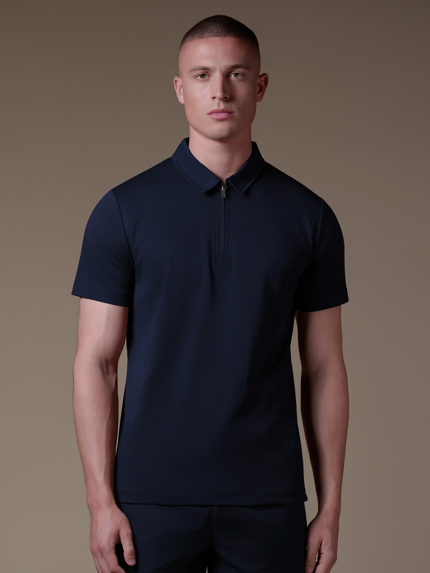Lux Zipper Polo - Navy