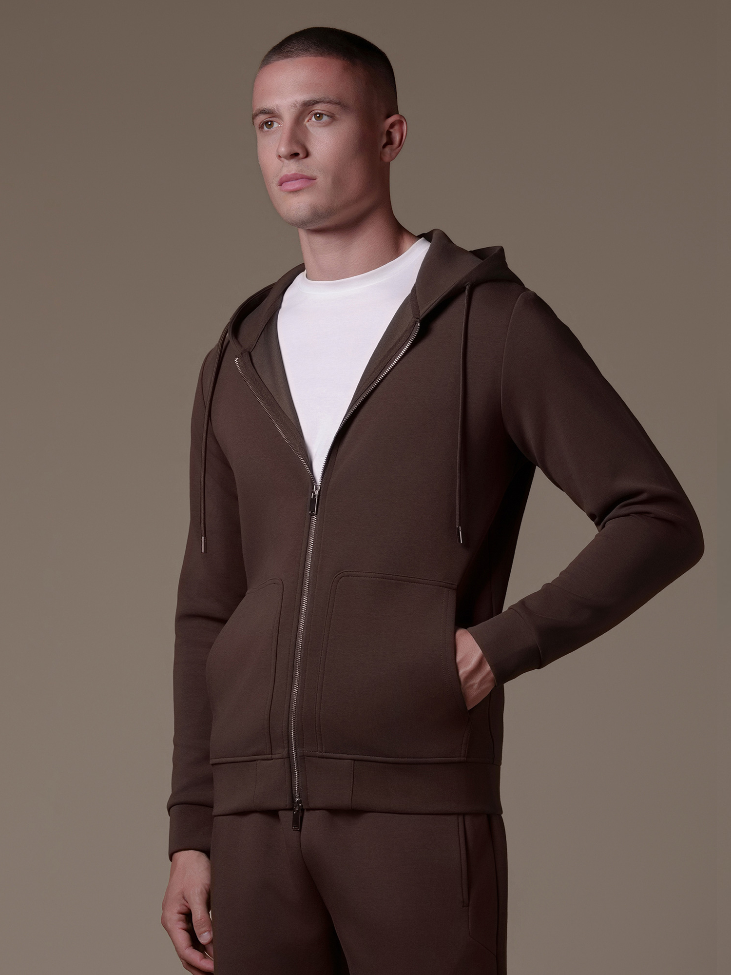 Interlock Flow Zip Hoodie - Brown