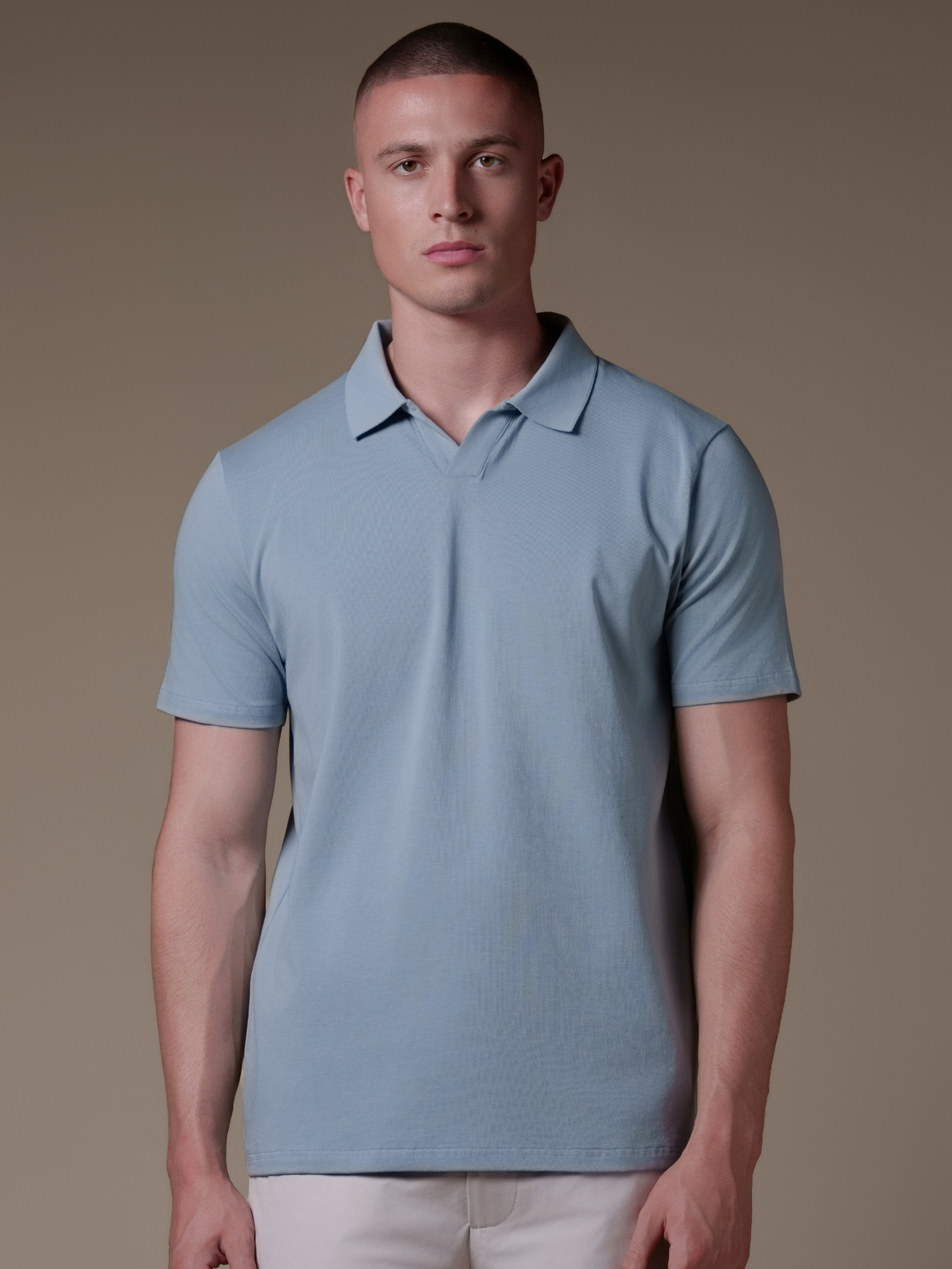 Buttonless Polo - Light Blue