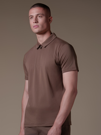 Lux Zipper Polo - Brown