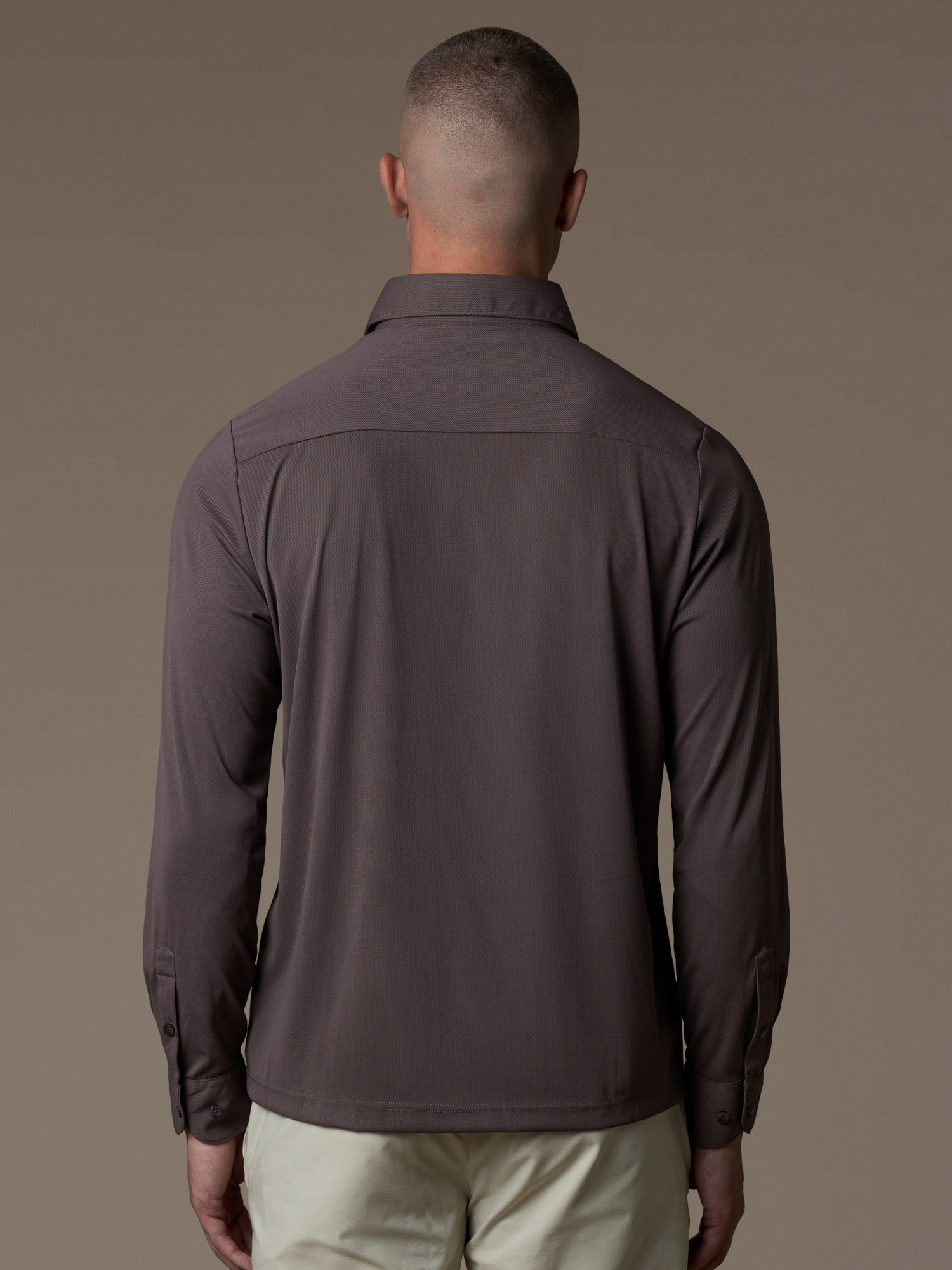 Tech Zipper Longsleeve Polo - Mocha