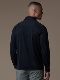 Tech Zipper Longsleeve Polo - Black