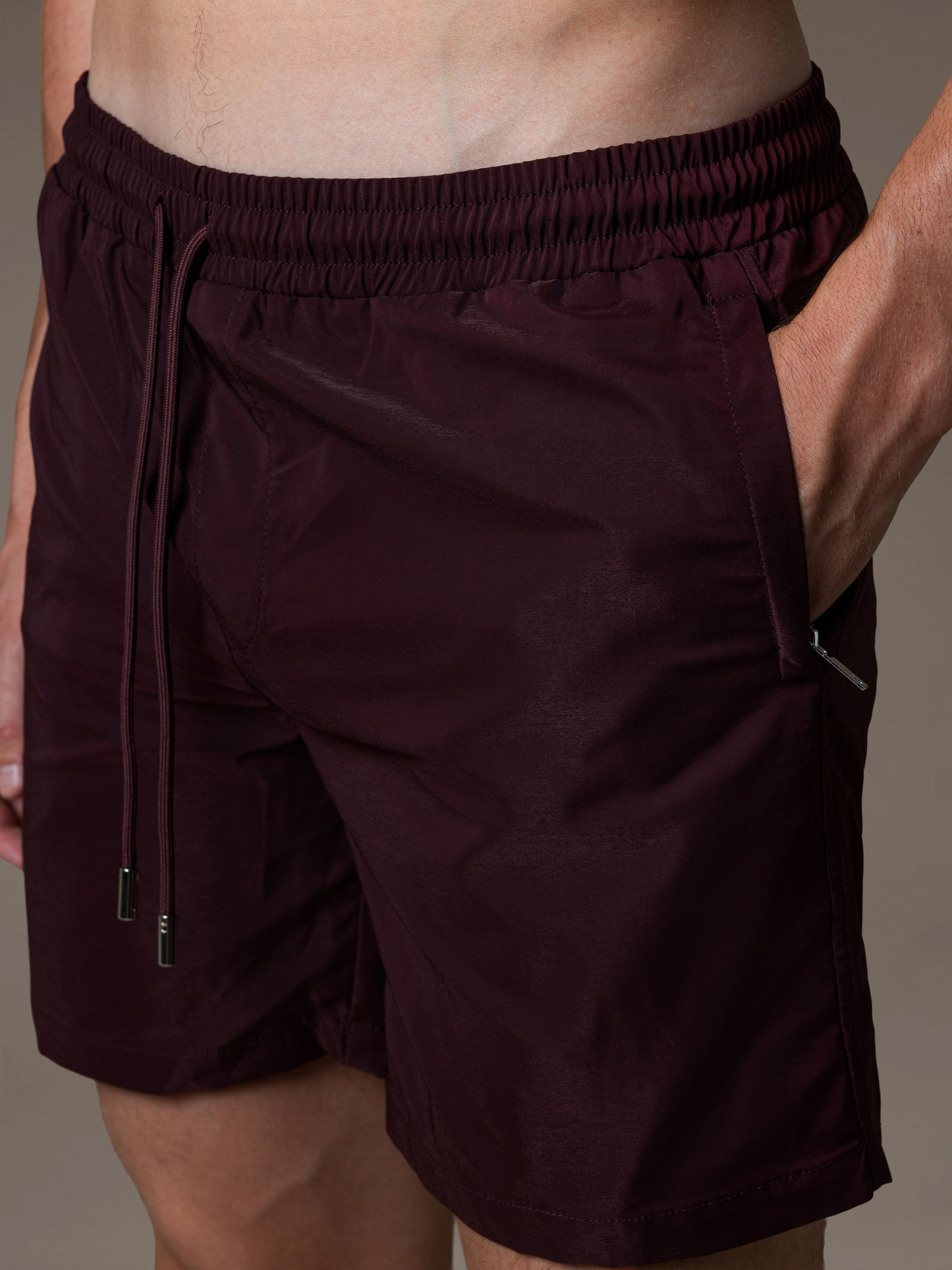 Zip Swim Short - Burgundy
