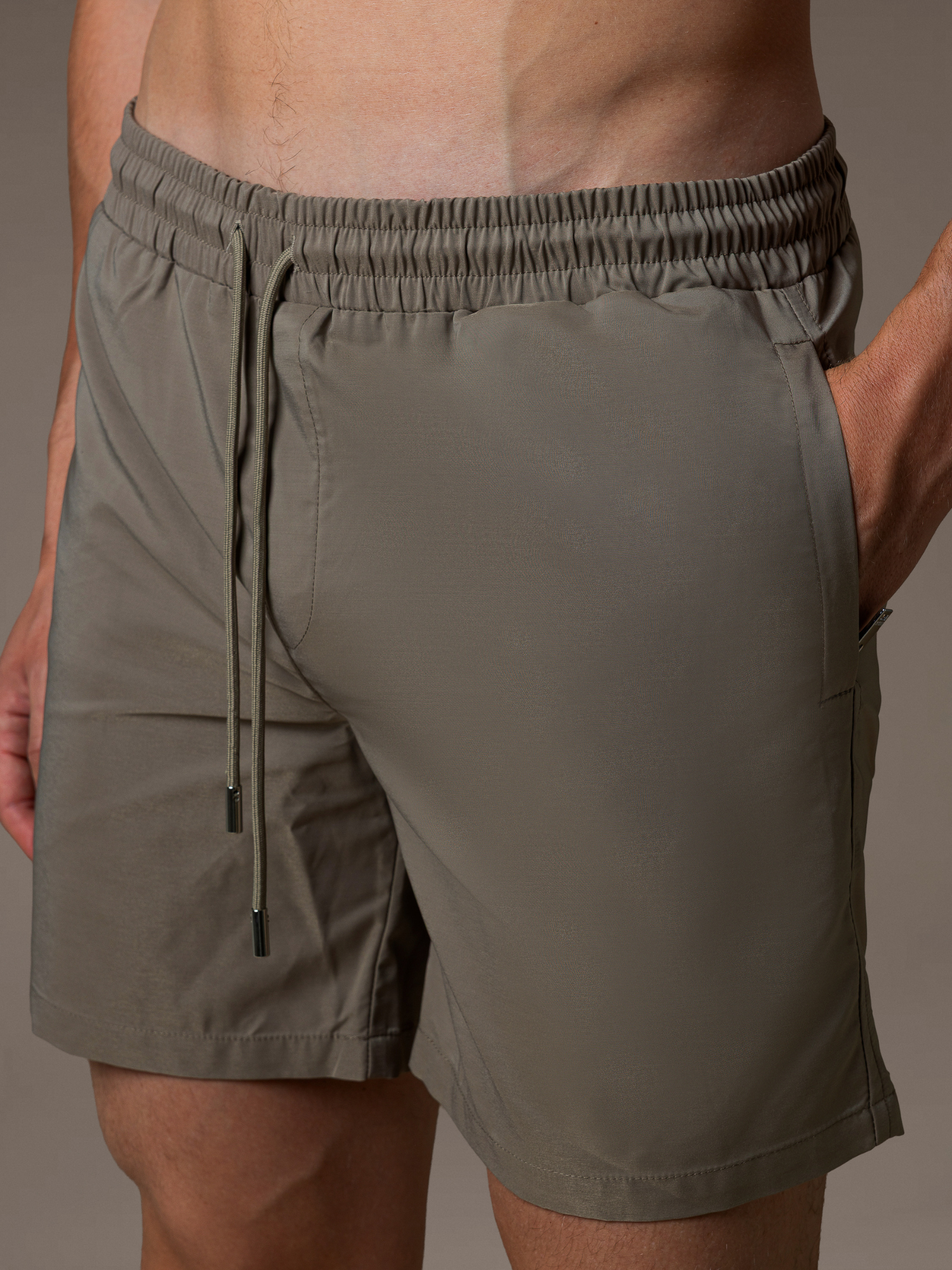 Zip Swim Short - Taupe