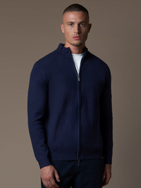 Knit Zip Cardigan - Navy