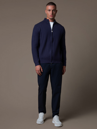 Knit Zip Cardigan - Navy