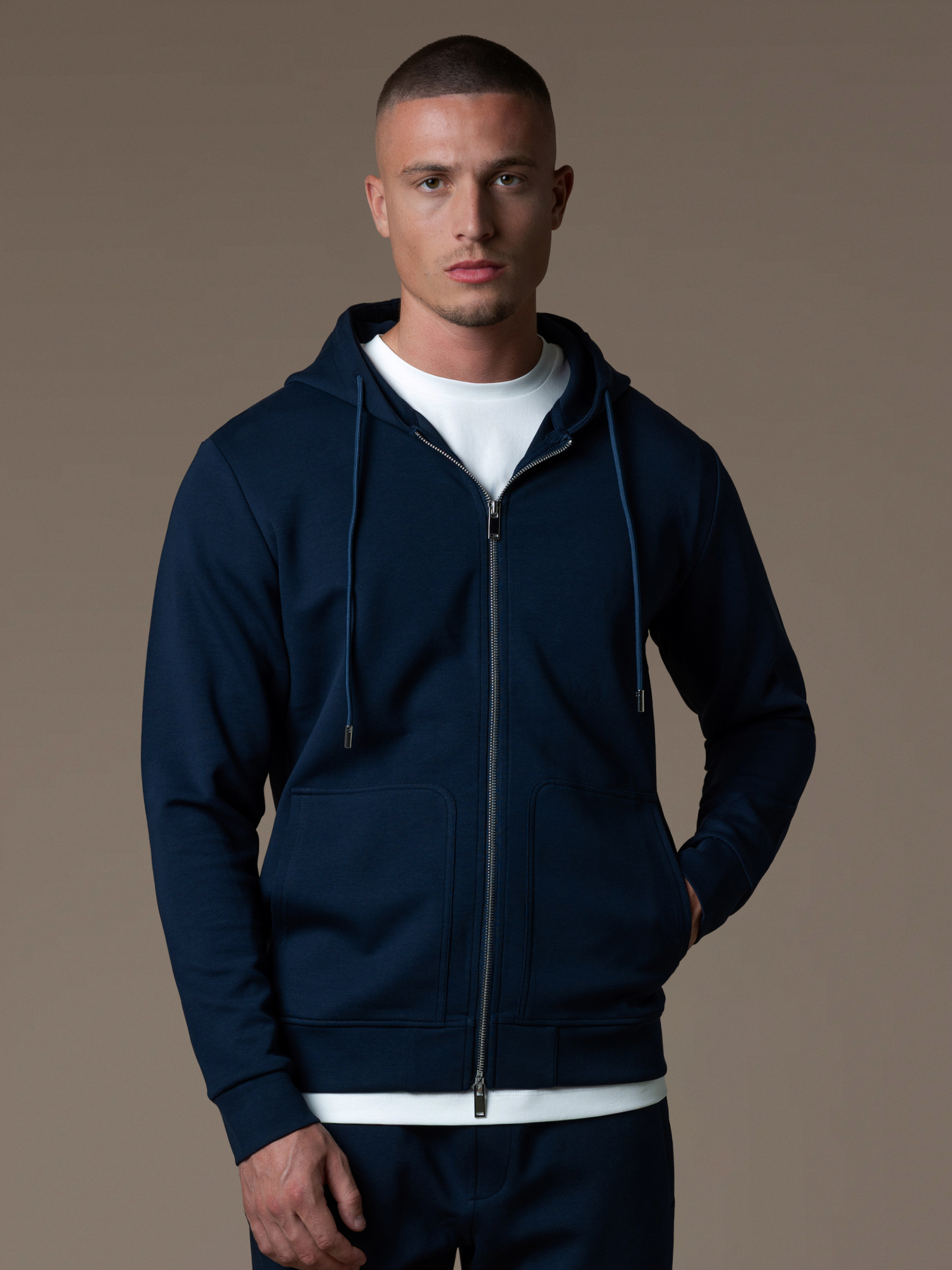 Interlock Flow Zip Hoodie - Navy