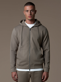 Interlock Flow Zip Hoodie - Taupe