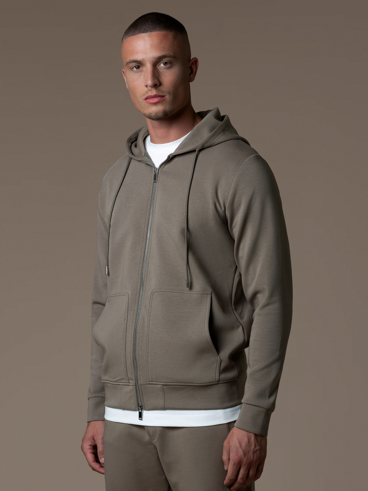 Interlock Flow Zip Hoodie - Taupe