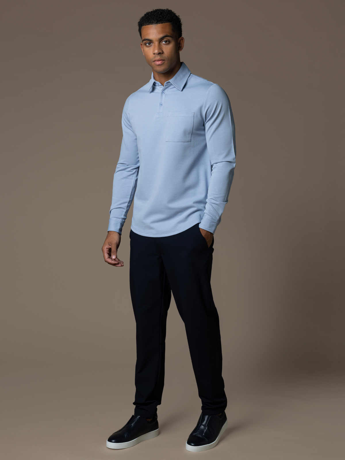 Como Longsleeve Polo - Light Blue