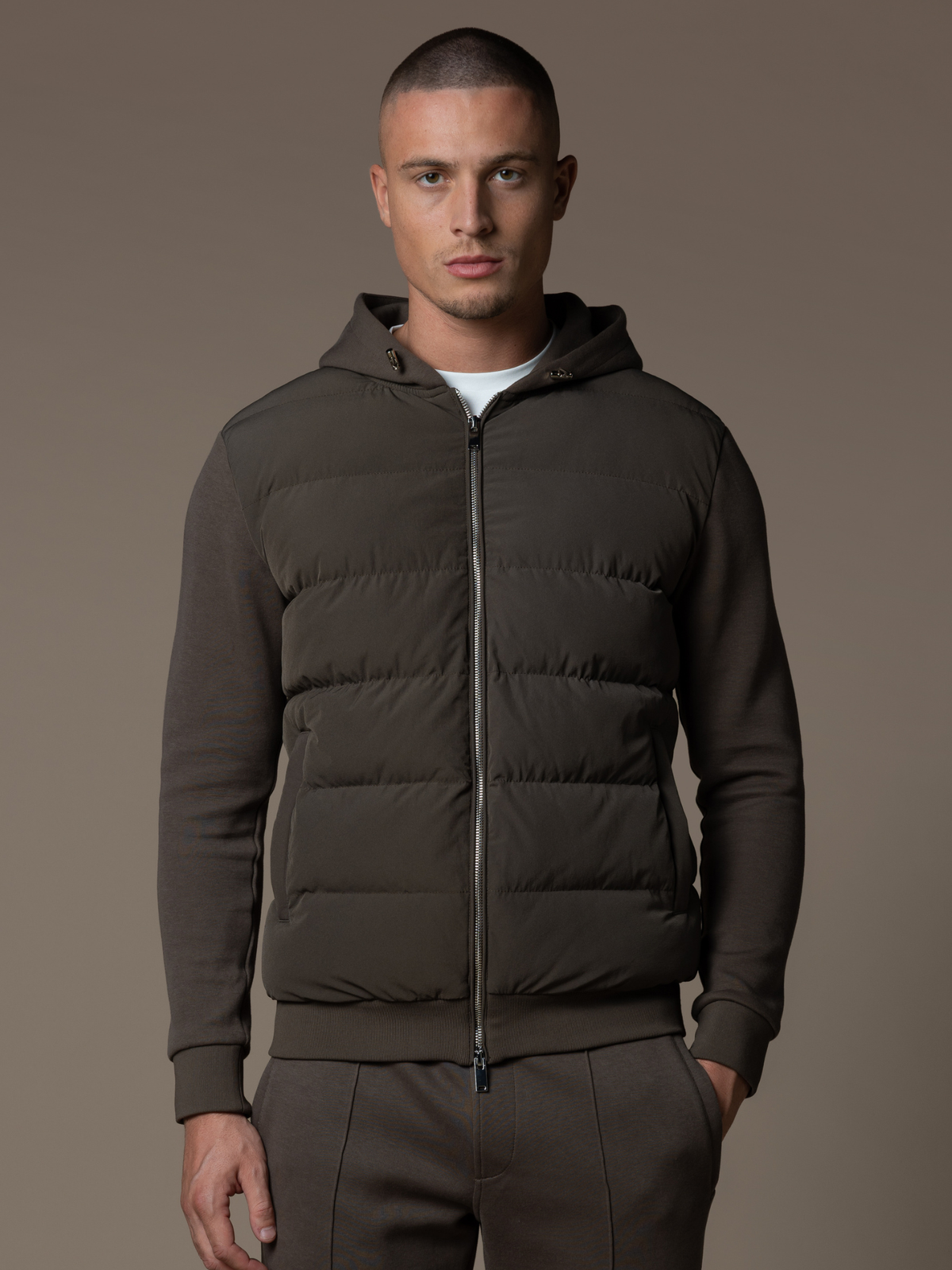 Hybrid Quilted Windbreaker - Brown