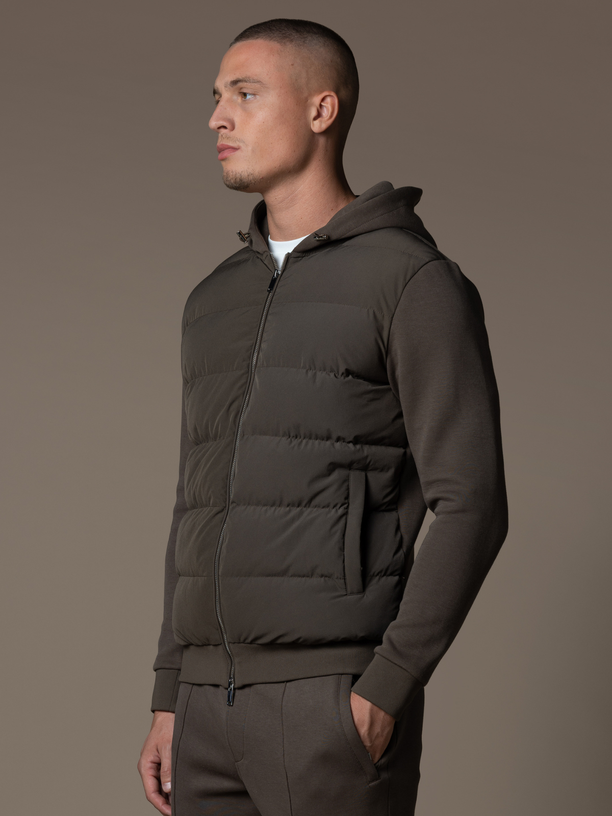 Hybrid Quilted Windbreaker - Brown