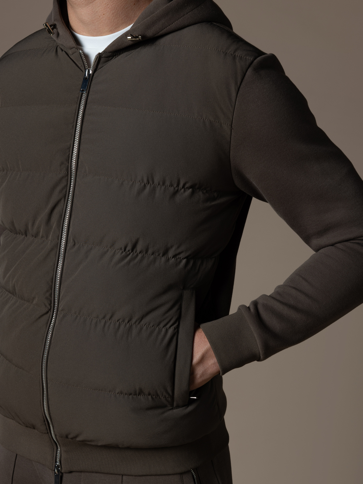 Hybrid Quilted Windbreaker - Brown