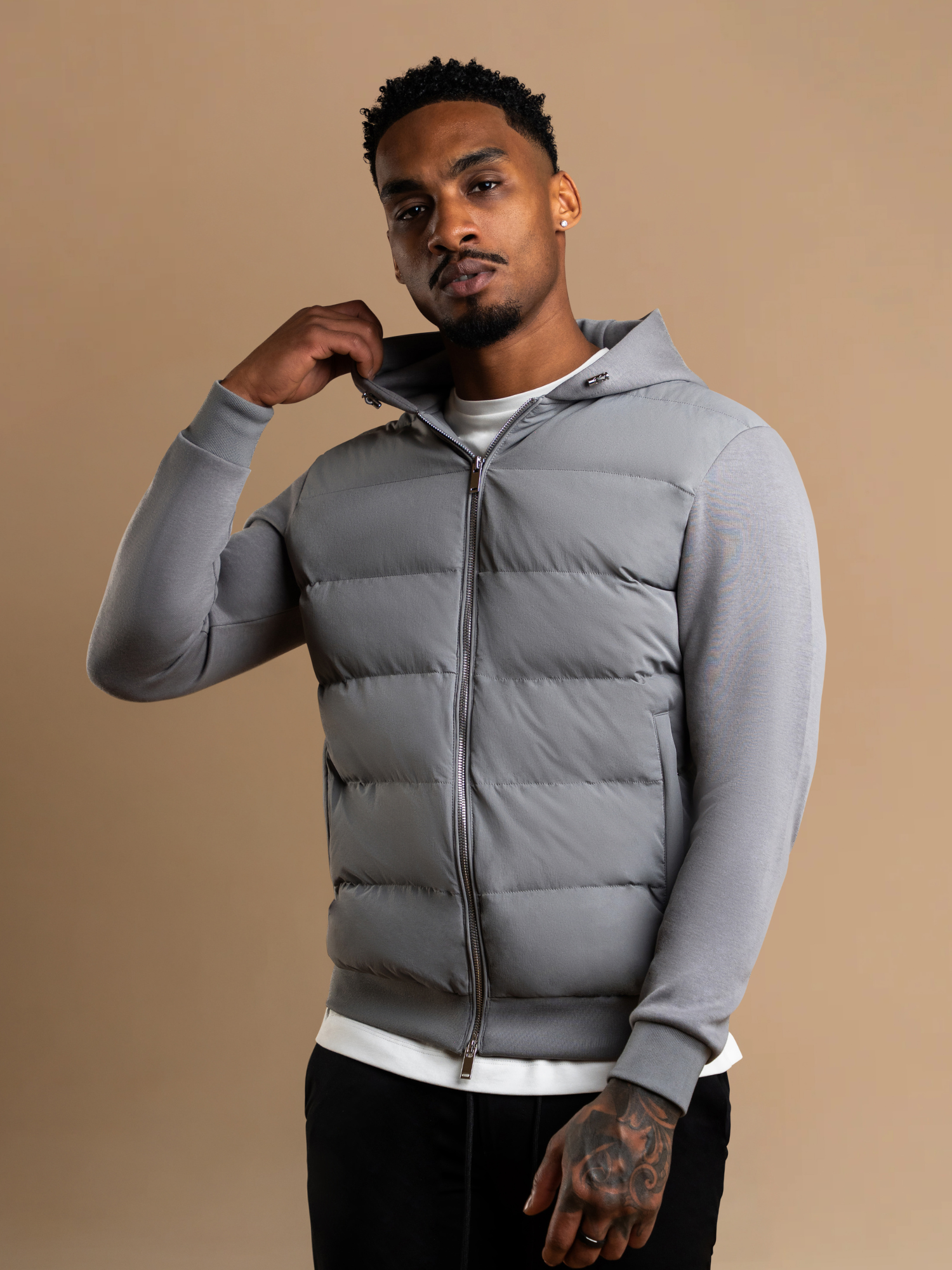 Hybrid Quilted Windbreaker - Gray