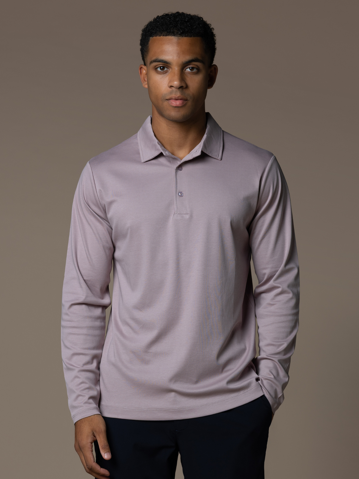 Lux Longsleeve Polo - Ash Rose