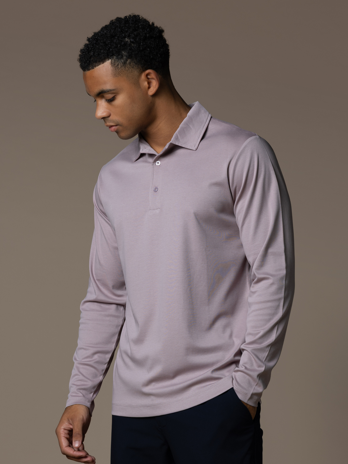Lux Longsleeve Polo - Ash Rose