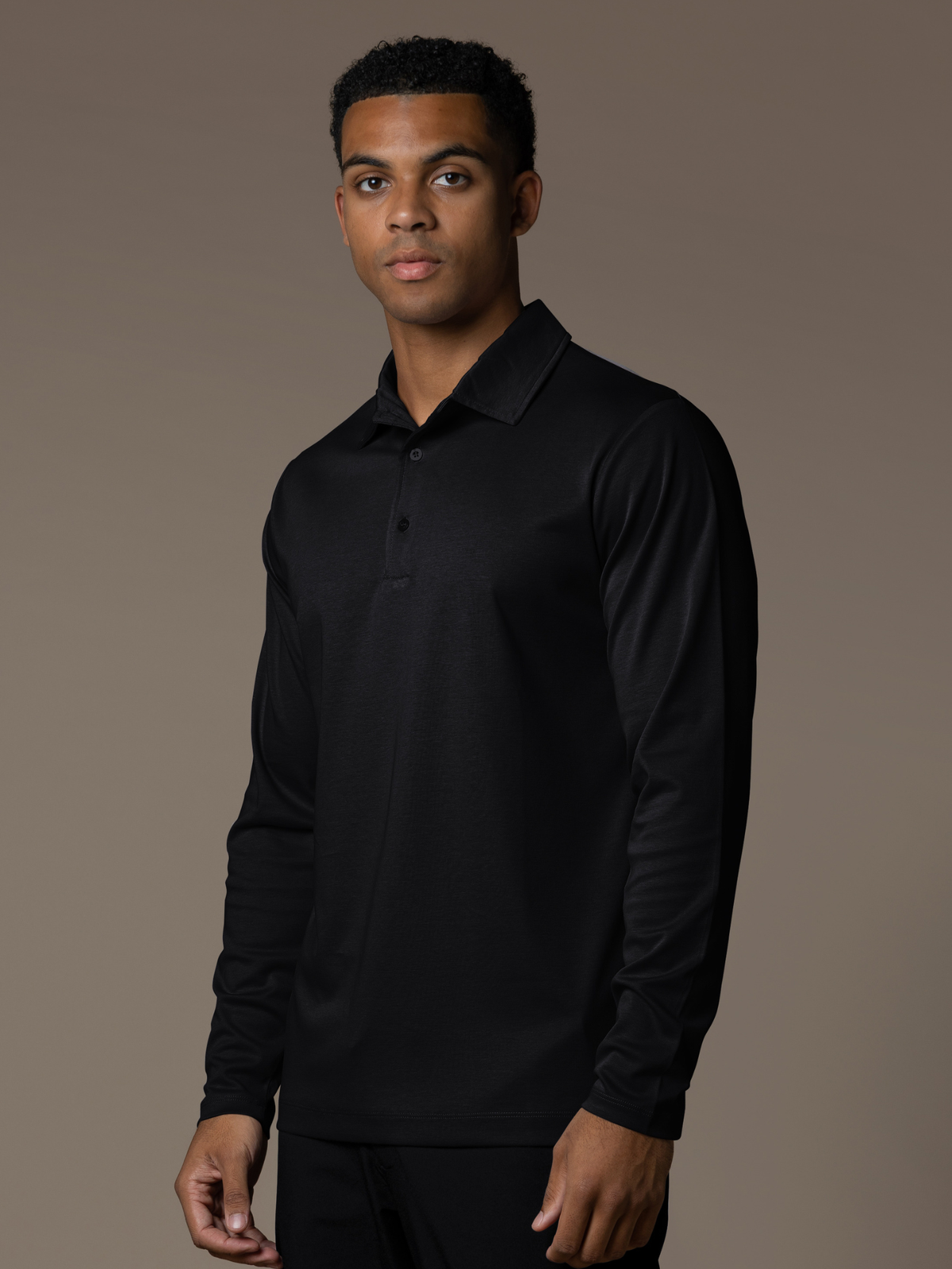 Polo Lux de manga larga - Negro