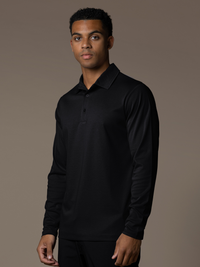 Lux-Langarm-Poloshirt - Schwarz