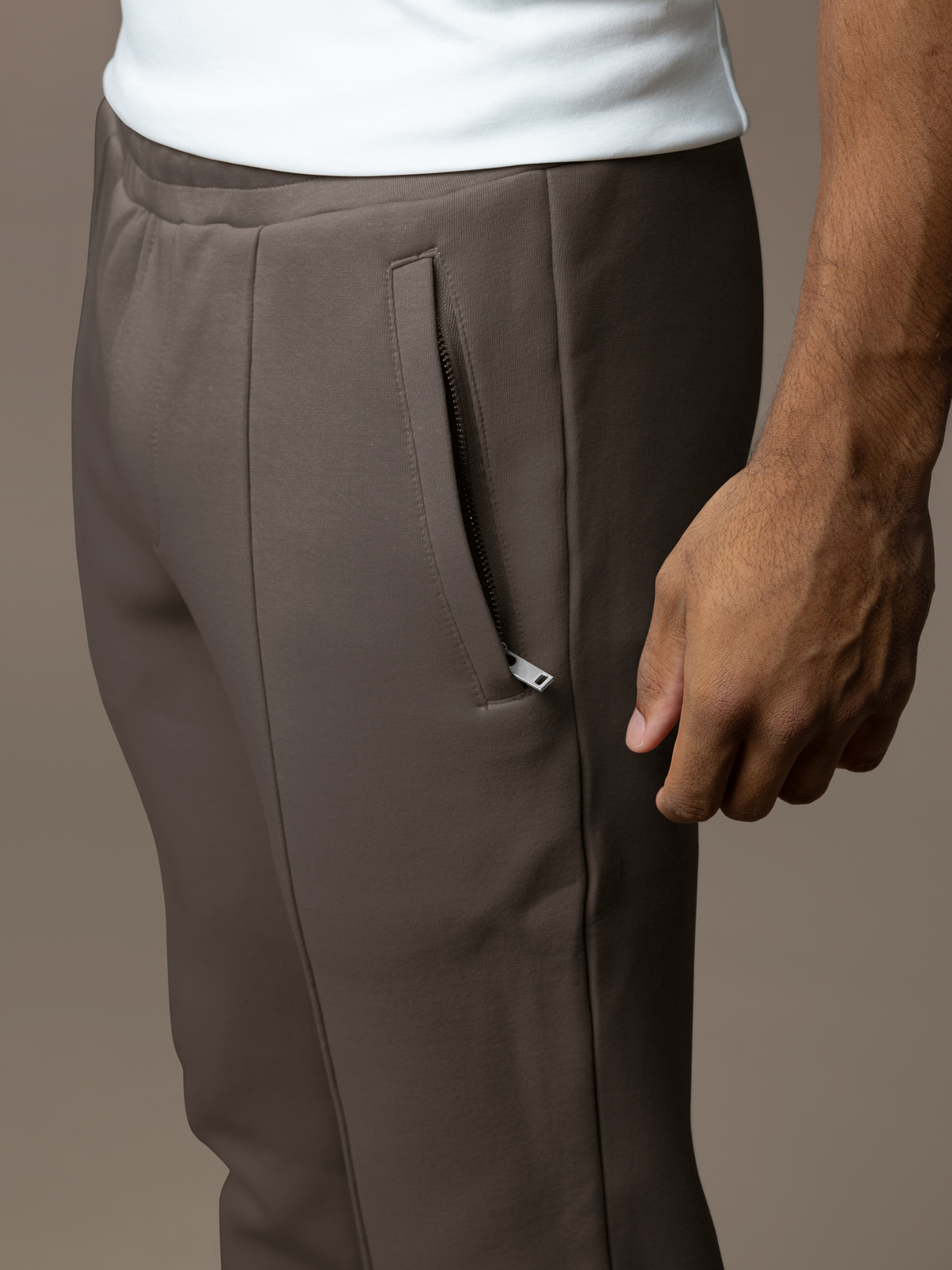 Essential Interlock Joggers - Taupe