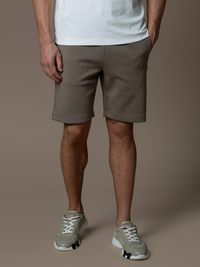 Pantalón corto fluido de interlock - Topo