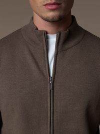Knit Zip Cardigan - Brown