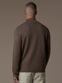 Knit Zip Cardigan - Brown