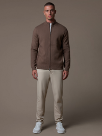 Knit Zip Cardigan - Brown