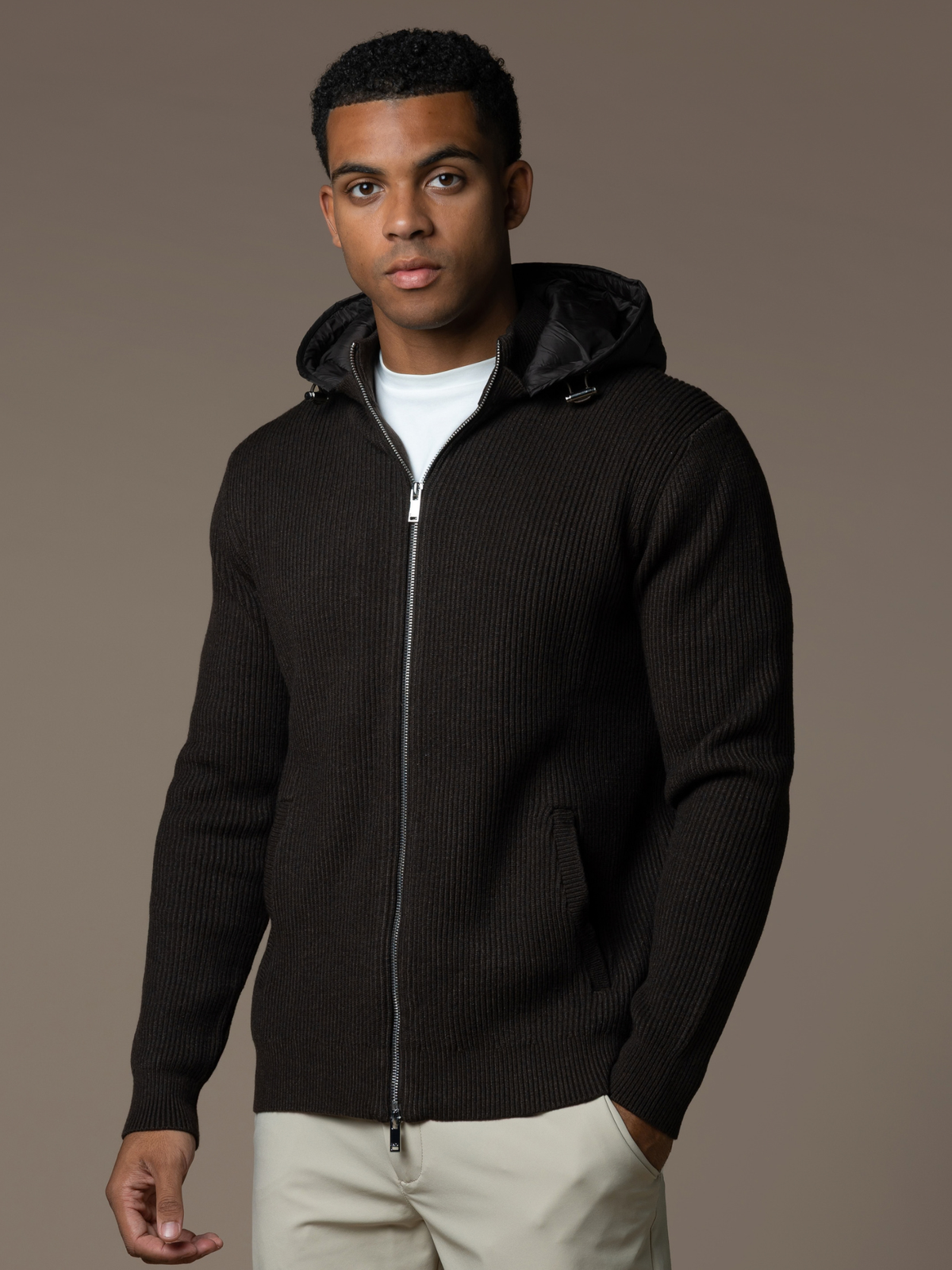 Hybrid Rib Jacket - Brown