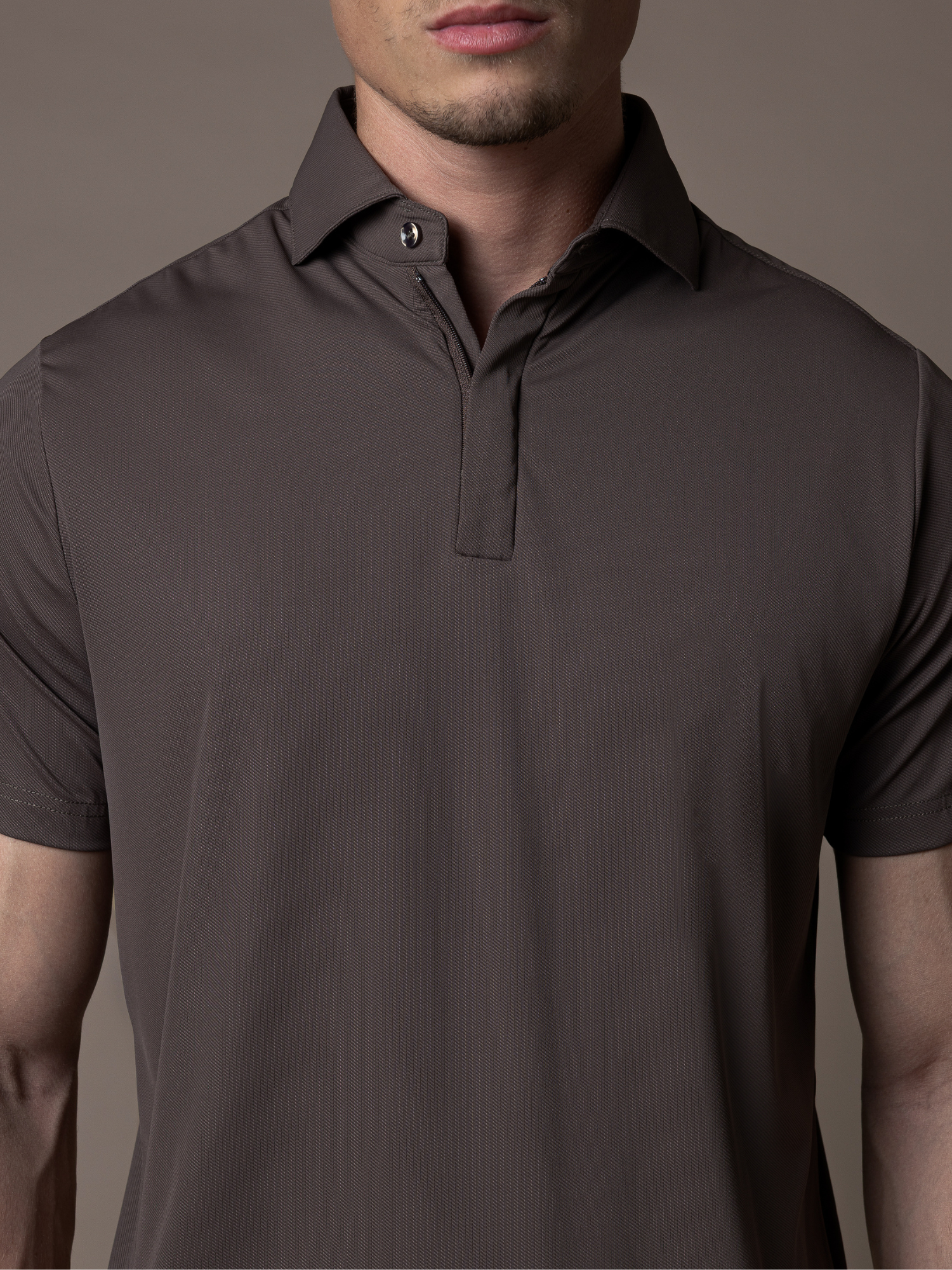 Tech Zipper Polo - Mocha