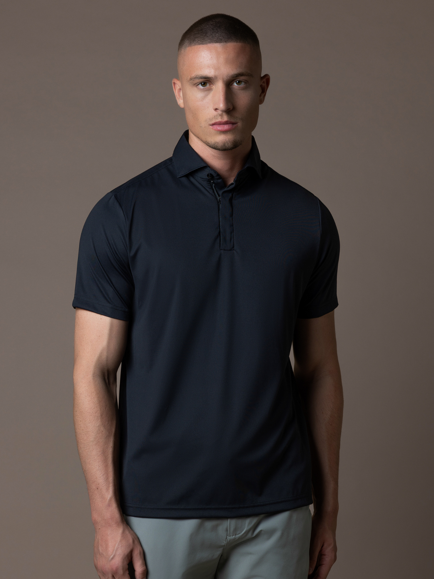 Tech Zipper Polo - Black