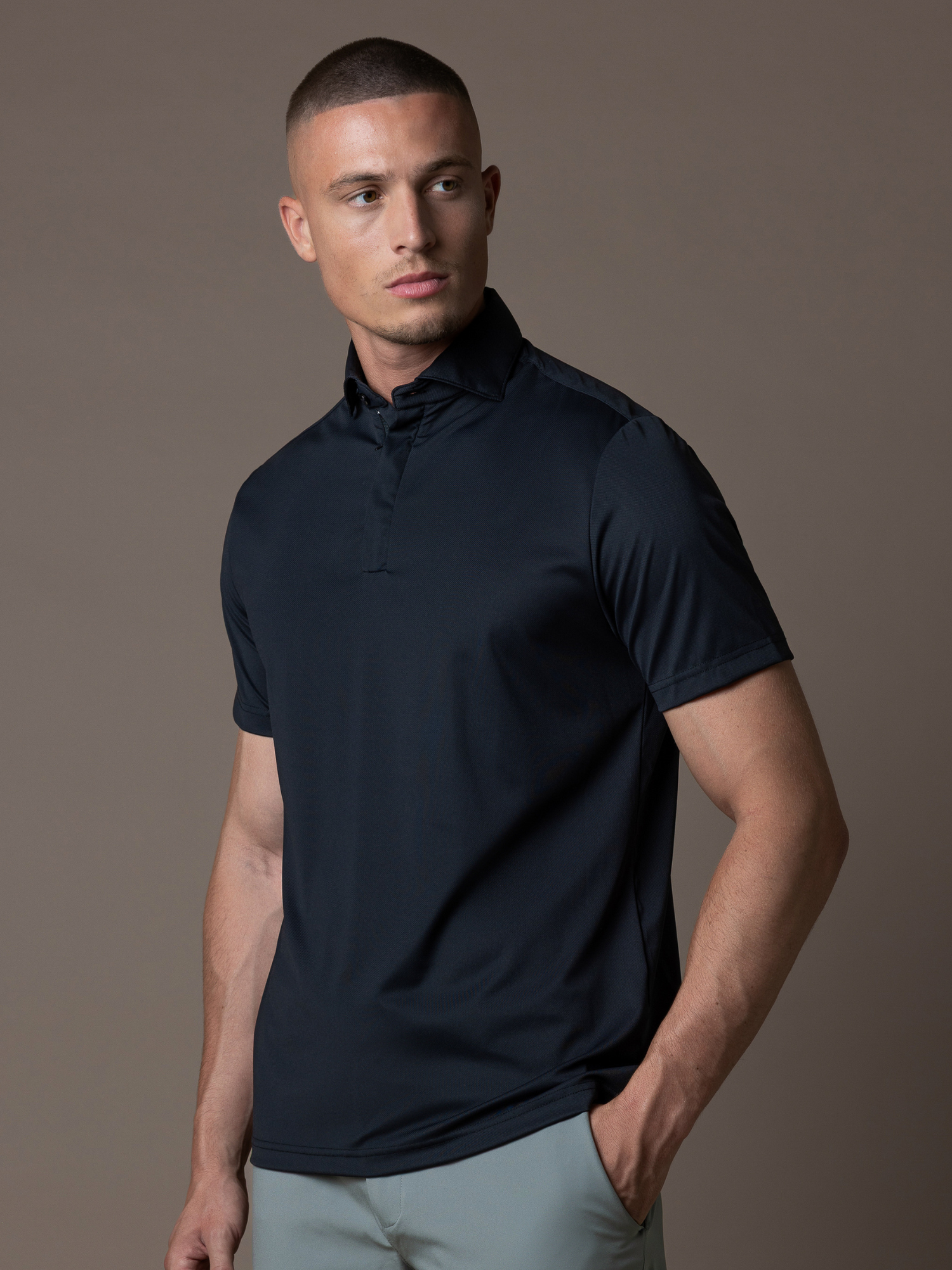 Tech Zipper Polo - Black